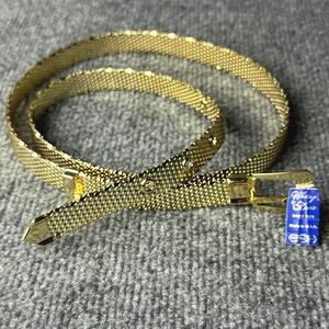 Vintage Whiting Davis slinky gold metal mesh skinny belt XL fits 33”-37” NWT